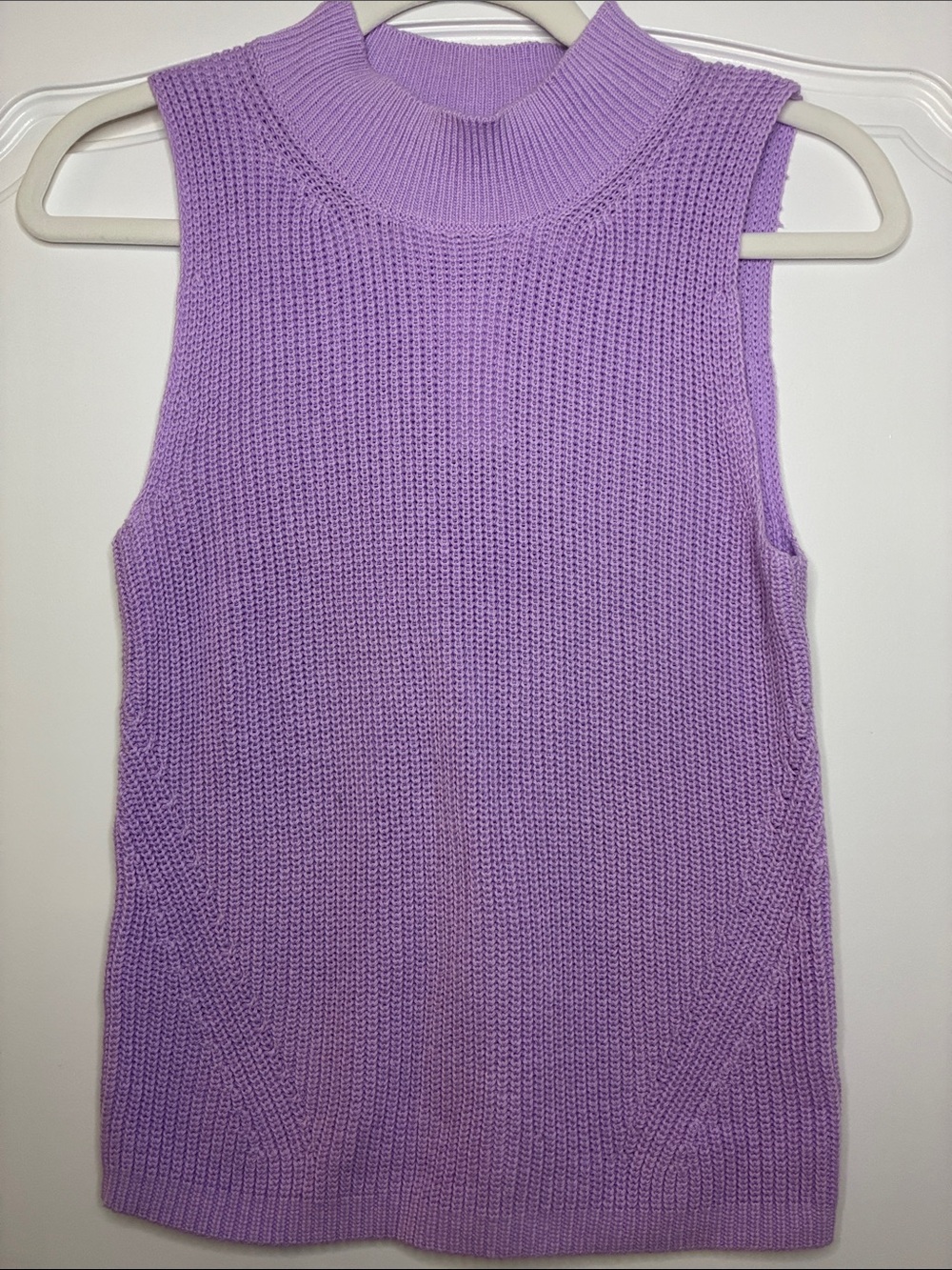 LOFT 100% Cotton Sleeveless Mock Neck Top in Lavender
